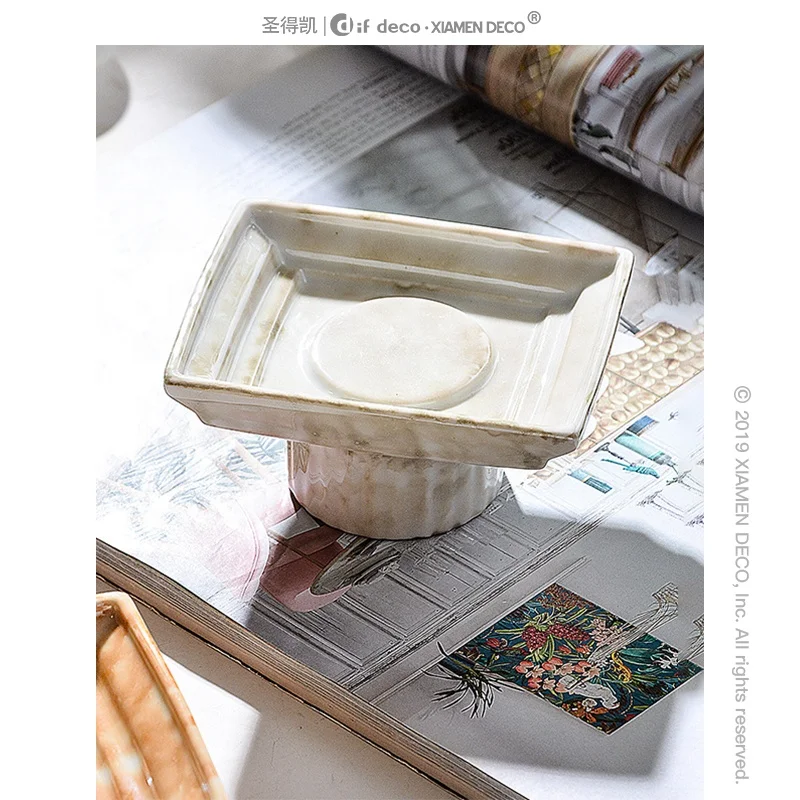 Wholesale custom friendly unique soap holder ceramic sponge soap dishes bathroom accessory set
