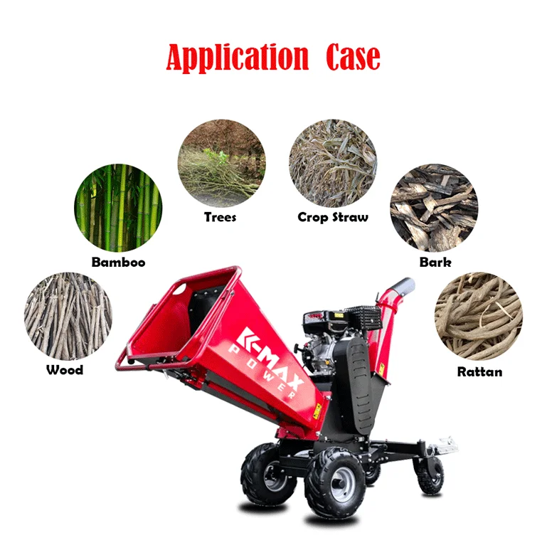 15hp K-maxpower 6 Inch Tree Wood Chipping Machine Gasoline Engine Optional Shredder Wood Mulcher Chipper & Shredder
