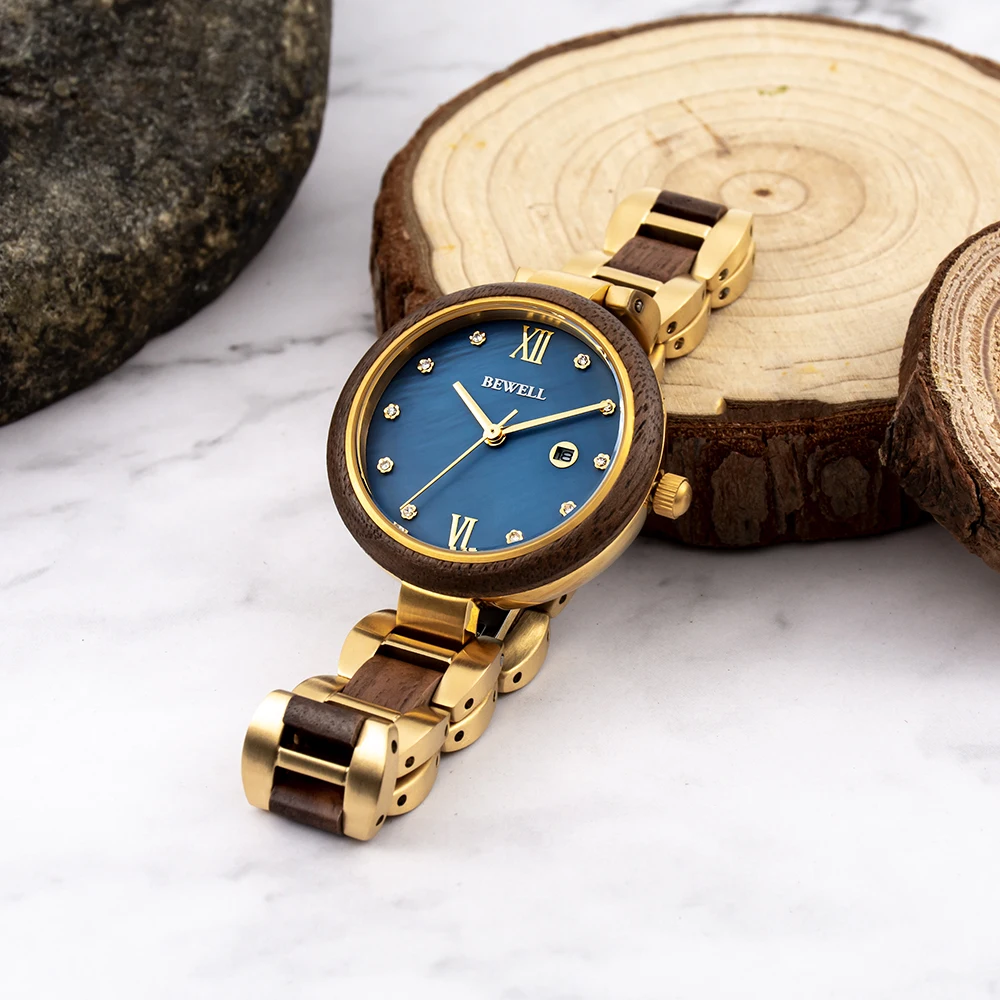 Chinese watch factory advertising ladies fancy wrist watches stainless steel wood women quartz wrist watch for ladies