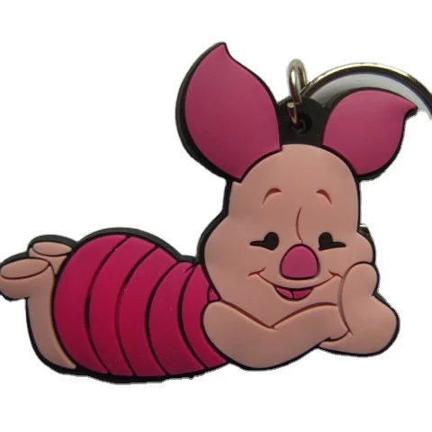 OEM pig shape 2D 3D Emboss deboss  engrave logo soft pvc rubber silicone  material keychain keyring