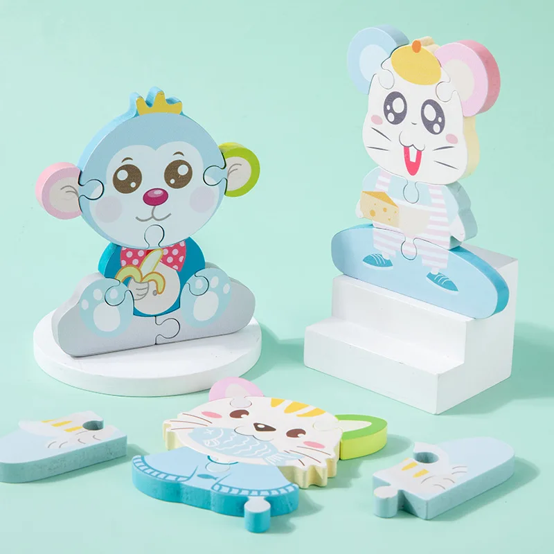 Children Cartoon aron Color Early Education Blocks Toy Wooden 3d Puzzles