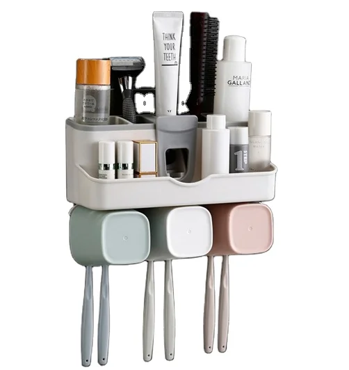 Ванная комната использовать сэкономить пространство многофункциональный настенный держатель для зубной щетки держатель для ежедневного чашки набор