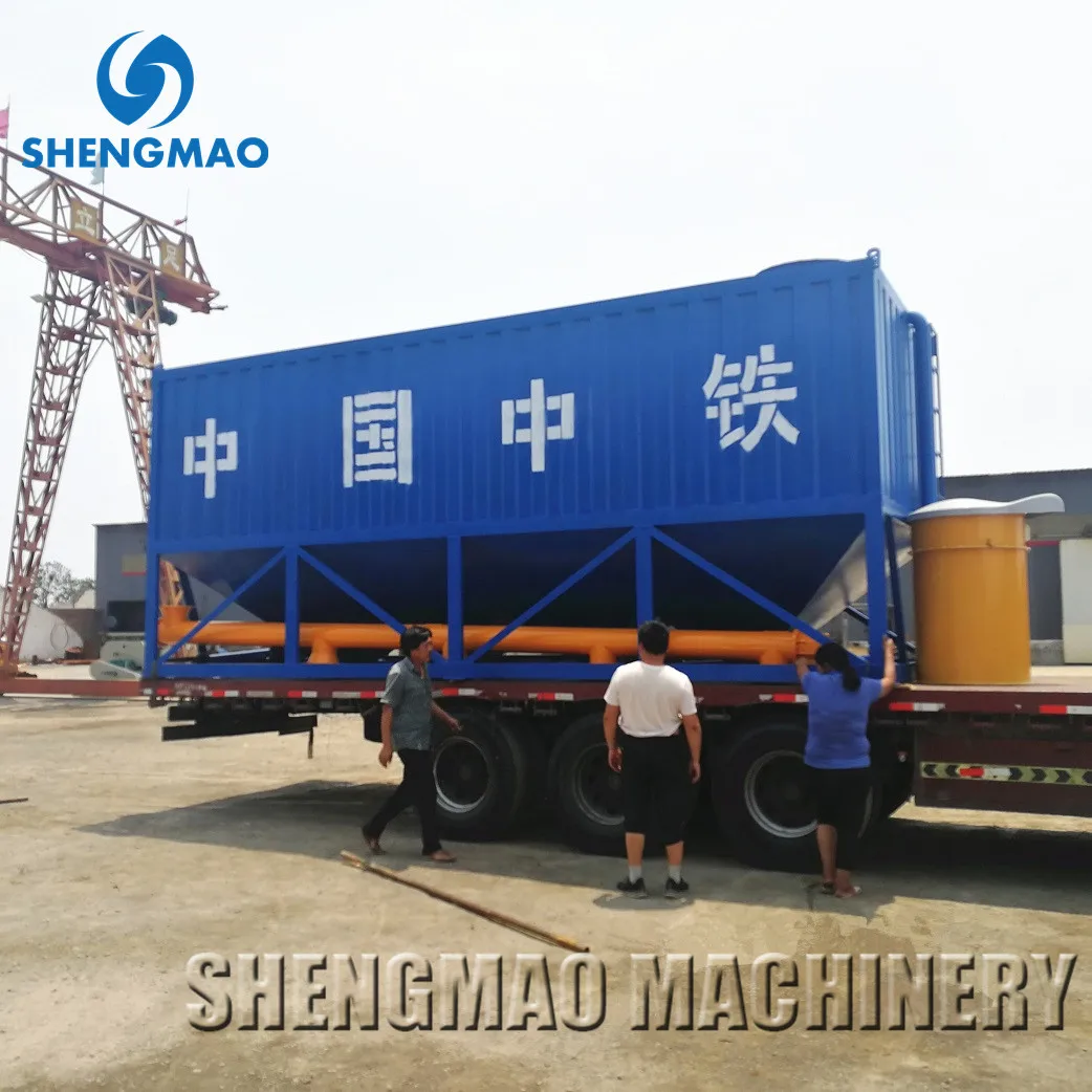 SHENGMAO 50T Horizontal Type Cement Silo in Mobile Concrete Batch Plant
