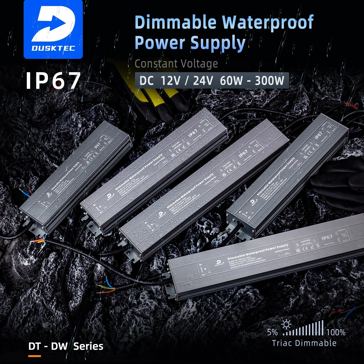 Dusktec водонепроницаемый 8330mA 8,33 Amp 100 Вт постоянное напряжение 170-260Vac 12Vdc Triac 0/1-10V затемняемый светодиодные импульсный источник питания светодиодного табло