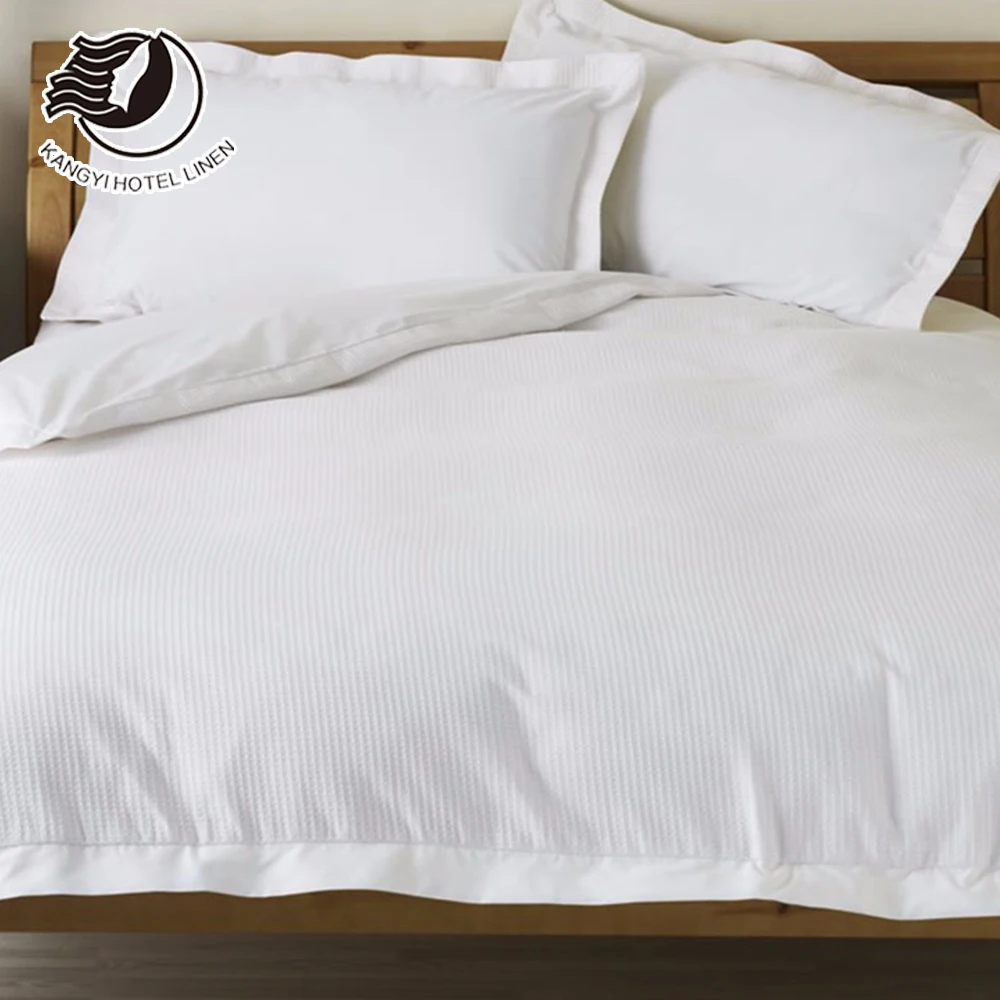 European Simple Plain Style 300TC Hotel Cotton Bed Room Bedding Linen Set For 3/4/5 Star Hotel