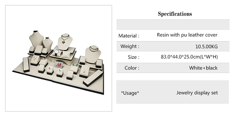 OEM LOGO Custom PU leather Insert Luxury Jewelry Shop Exhibitor Showcase Jewelry display Stand Set For Store