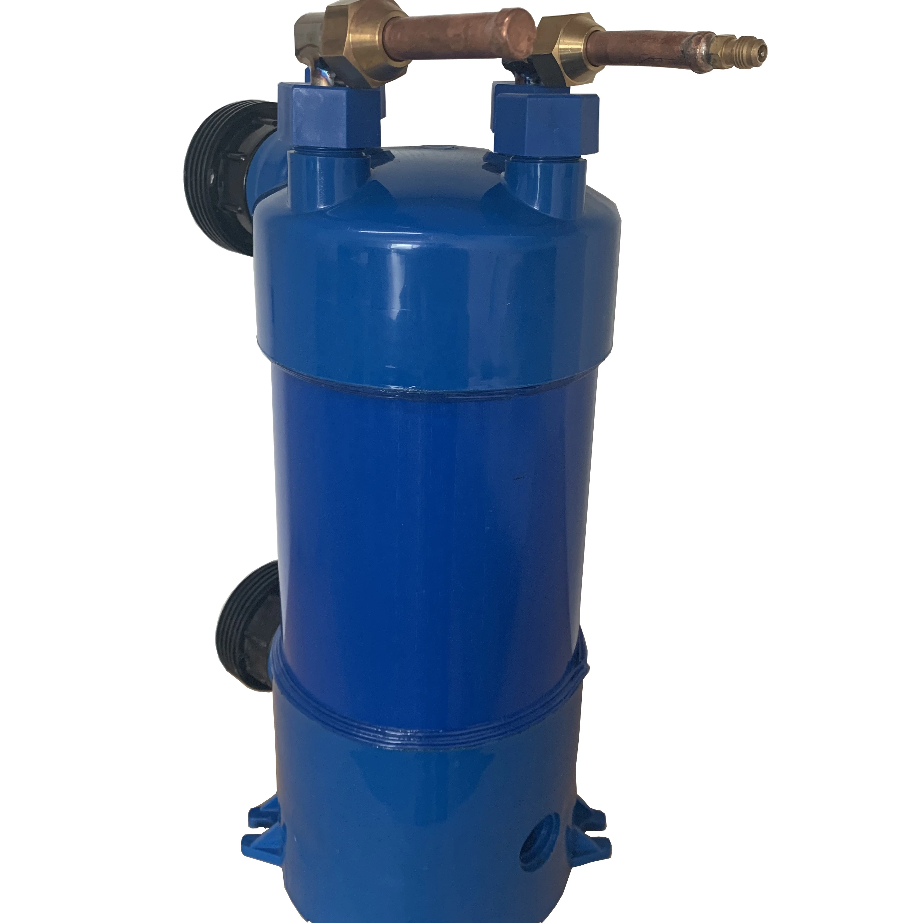 Screwed titanium tube pvc shell heat exchanger/PVC shell titanium coil tube heat exchanger for aquarium chiller