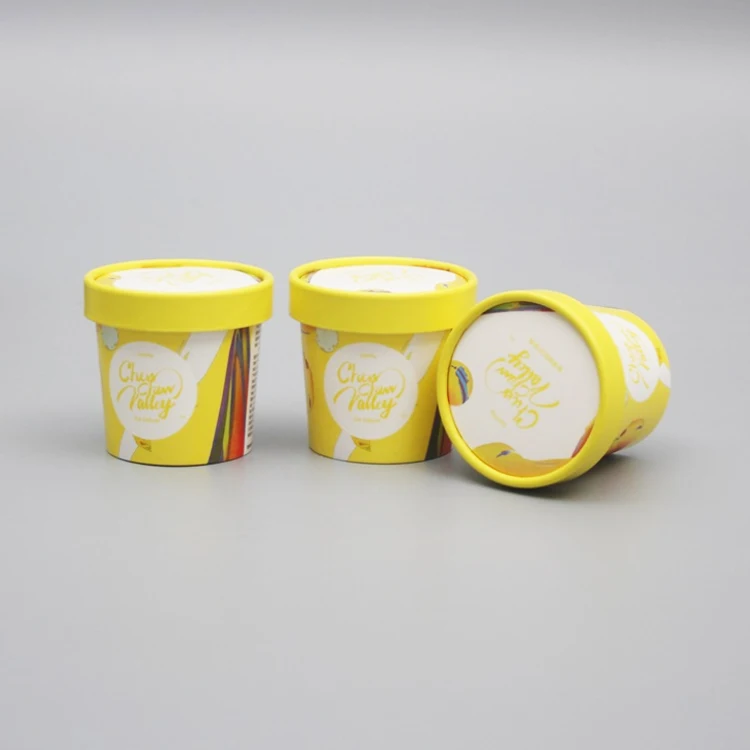 Low Moq Disposable Eisbecher Box Biodegradable 4oz Ice Cream Yogurt Paper Cup with Lid and