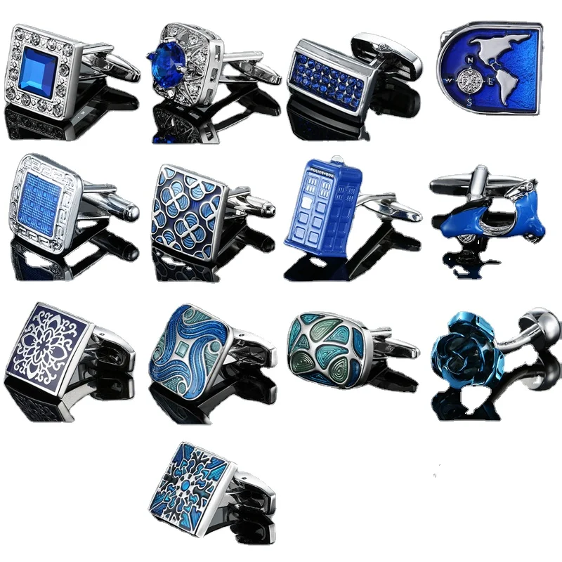 2024 new boyi Elegant Shirt American Football Club Brass Base Gemstone Cufflinks