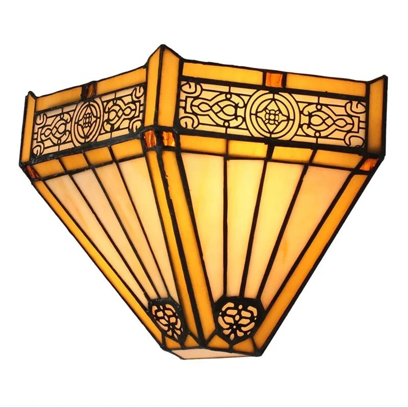 Stained Glass Luxury Tiffany Style Antique  Half Round Wall Lamp Bed Room Dinning Room Wall lamp