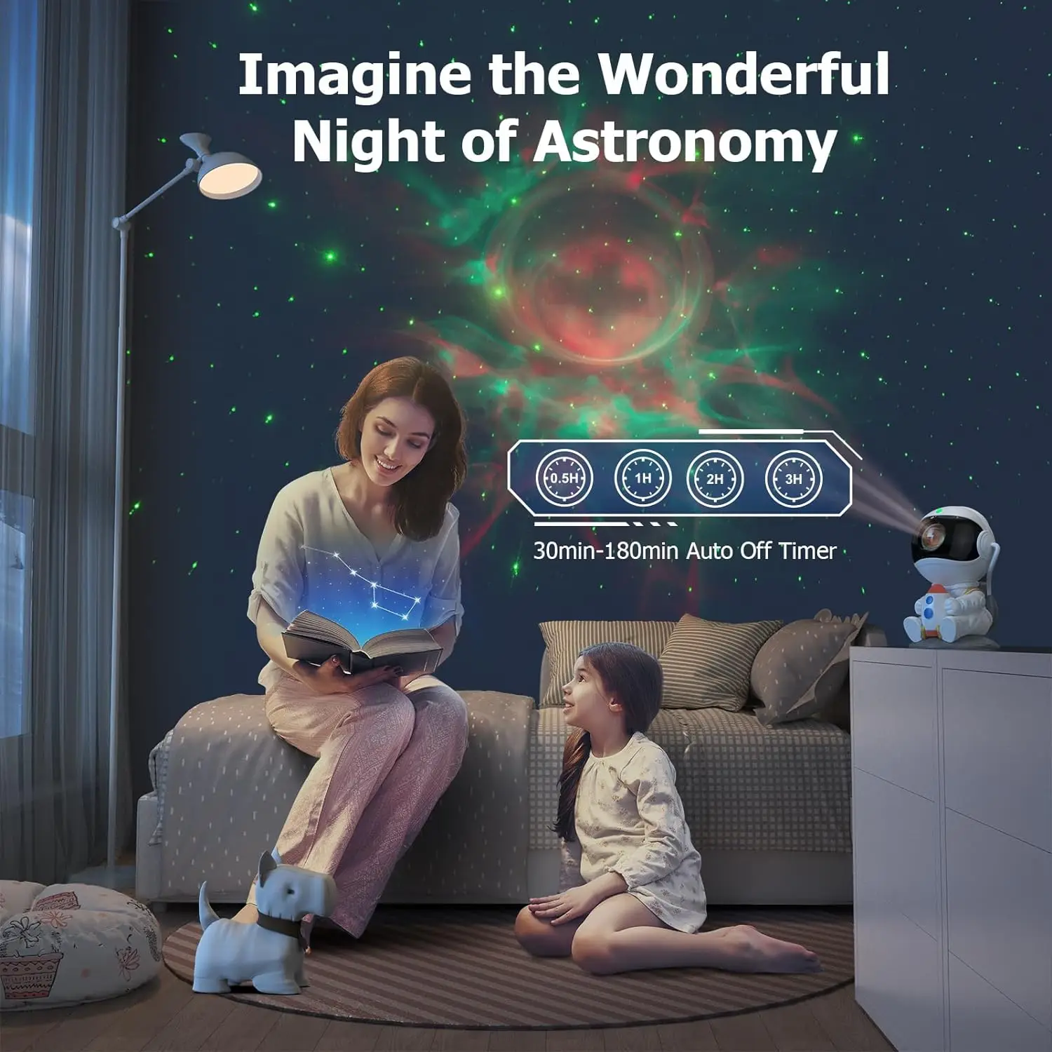 Mini Astronaut Lamp Starry Projector Light Star Projector Galaxy Light Projector Nebula Night Light table lamp with Spacecraft