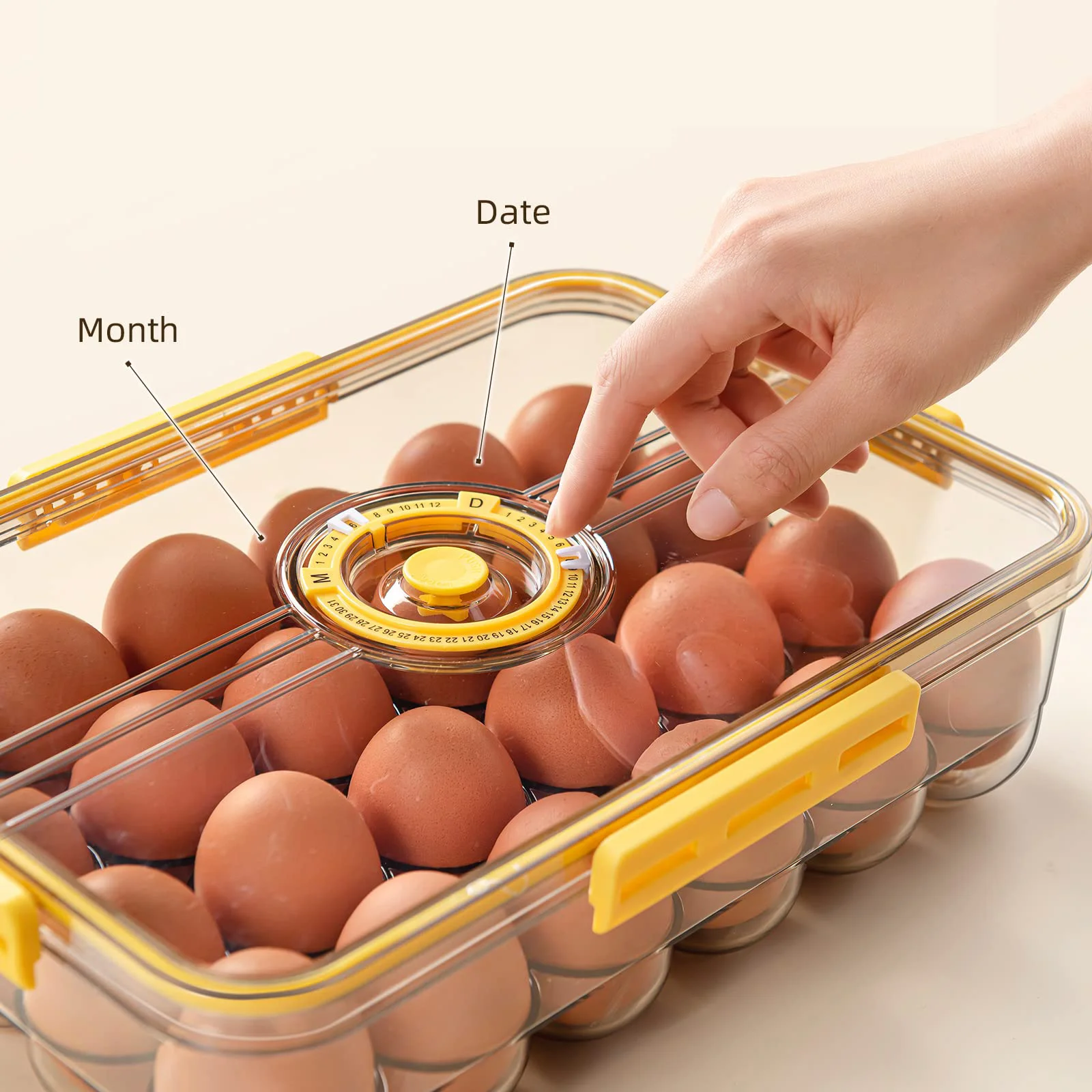 18 Grid Refrigerator Food Storage Container Fresh Egg Tray Egg Organizer Box Egg Holder With Timer