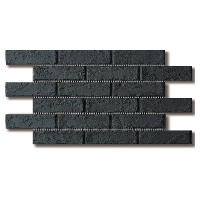 18-Pieces Easy Install Flexilbe Stone Tiles Fireproof Rustic Antique Brick Mosaic Wall Panel for Hotel exterior Wall Decoration
