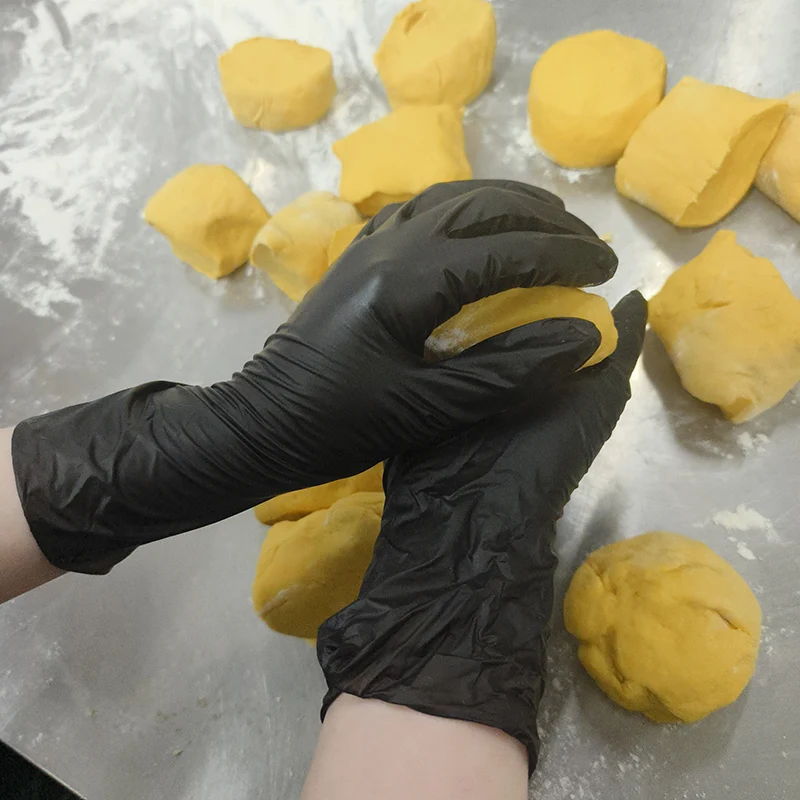 Large clear blue powder free vinyl nitrile blend gloves