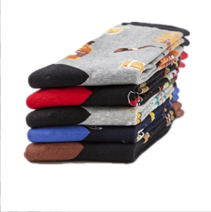 wholesale In Stock knitted jacquard beer socks fashion men dress socks