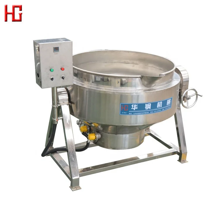 500 liters industrial tiltable jam maker jacketed kettle pork meat / beef cooking pot gas heating cooking mixer
