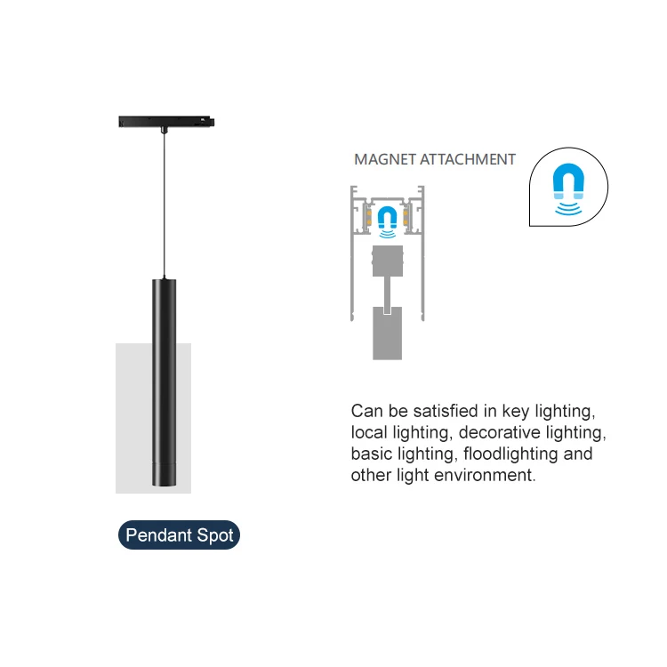  Magnetic Track Spotlight 48V CE RoHS Aluminum LED COB Commercial System Light for Office