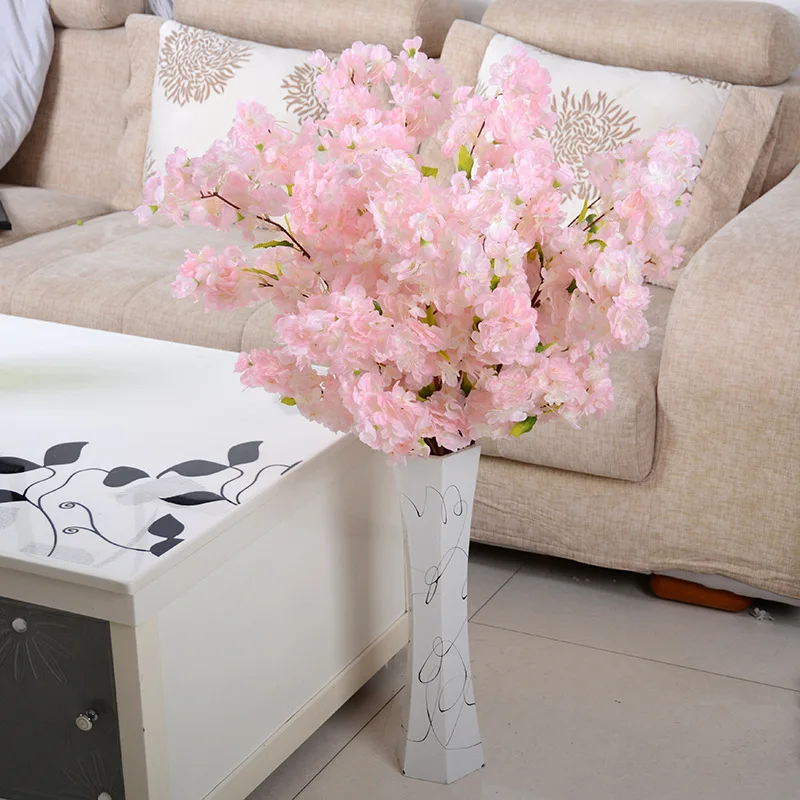 2024 Artificial White Pink Color Cherry Blossom Branches For Wedding Centerpieces Arch Tree Tall Vases