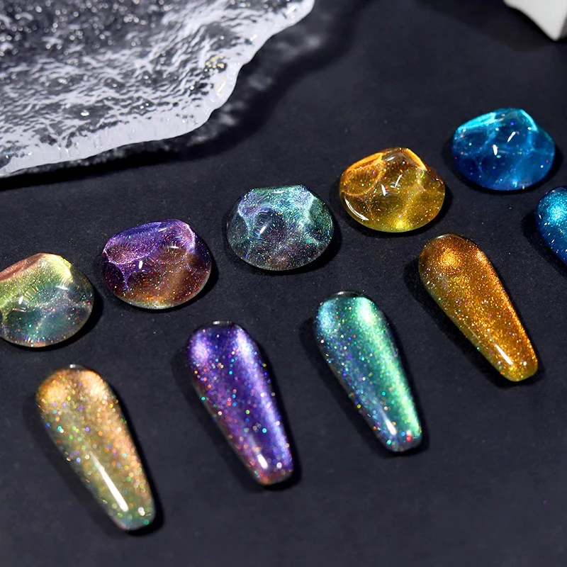 9D Laser Cat Magnetic Gel OEM 15ml/10ml/8ml Wholesale Nail Cat Eye Polish Glue Nail Art Shiny Varnish UV Gel For Nail Art Design