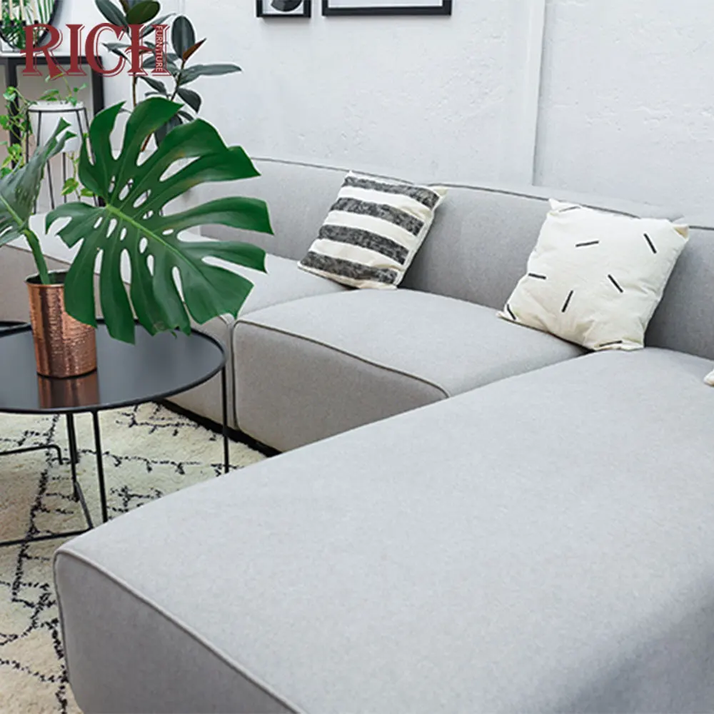 European living room settee modular sofa big luxury sectional couch white fabric I shaped large sectional corner couch sofa