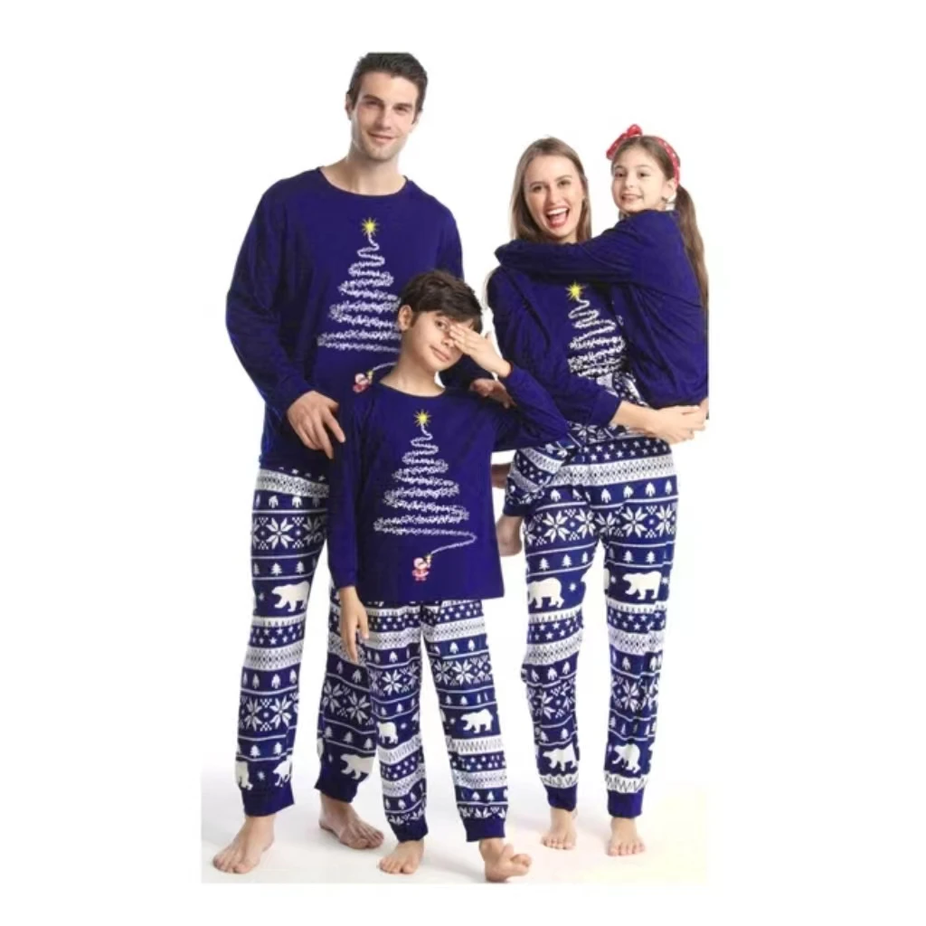 2024 Hot Sale Christmas Family Pajamas Long Sleeve Loungewear Family matching outfits for Kids Night Pyjamas
