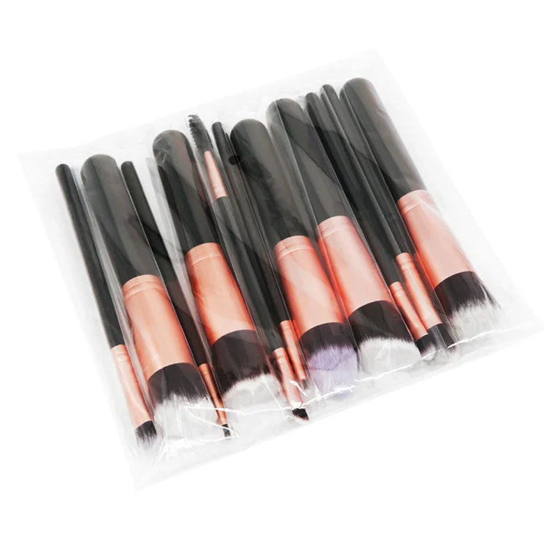 14PCS Brochas De Maquillaje Kabuki Brushes China Custom Logo Natural Wooden Handle Foundation Makeup Brush Set