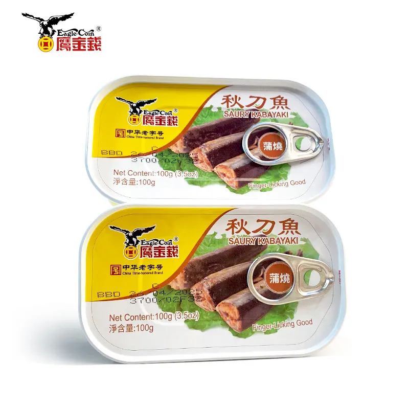 Поставщик консервных продуктов, жестяная банка для рыбы kabayaki, домашняя жареная рыба saury, здоровый продукт, консервированные морепродукты saury