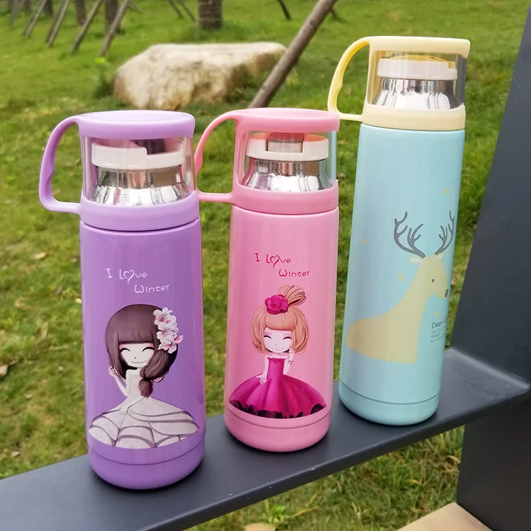 Cartoon double wall stainless steel insulated thermos vacuum flask for kid