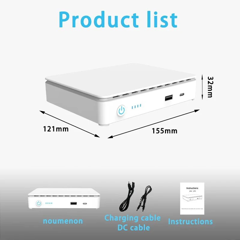 GCSOAR Mini DC UPS With Li-ion Battery 10000mAh DC Power Supply Mini UPS Para Modem With POE 15V 24V for Wifi CCTV Camera
