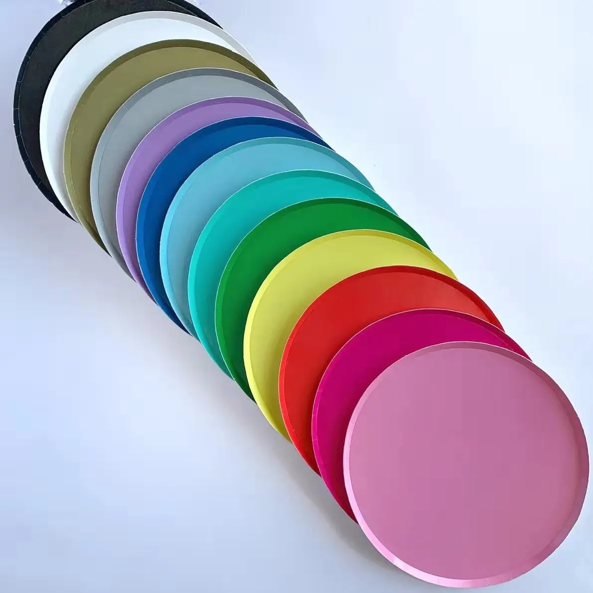 Elegant Pastel Color Paper Plates 9 Inch Green Blue White Silver Black Brown Pink Restaurant Paper Plate New With Cup