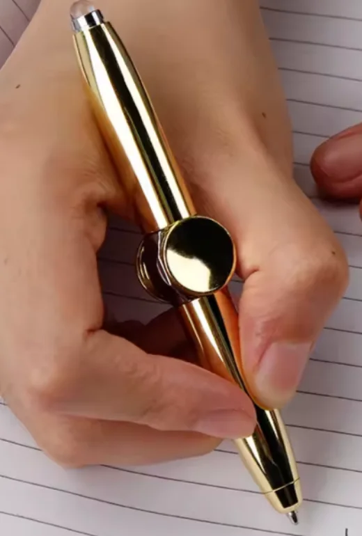 Newest Stress Reducer Thinking Ballpoint Pen Help Thinking Anti Anxiety Gift Fidget Pen Multifunctional LED Fidget Spinner