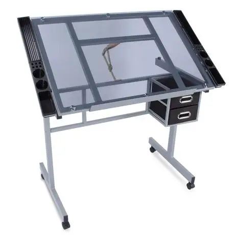 
Adjustable Drawing Rolling Drafting table Tempered Glass Top Art Craft desks 
