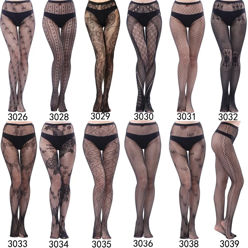 Mature Women Sexy Lingerie Stocking Sexy Floral Star D Fishnet High Waist  Pantyhose Tights Stockings