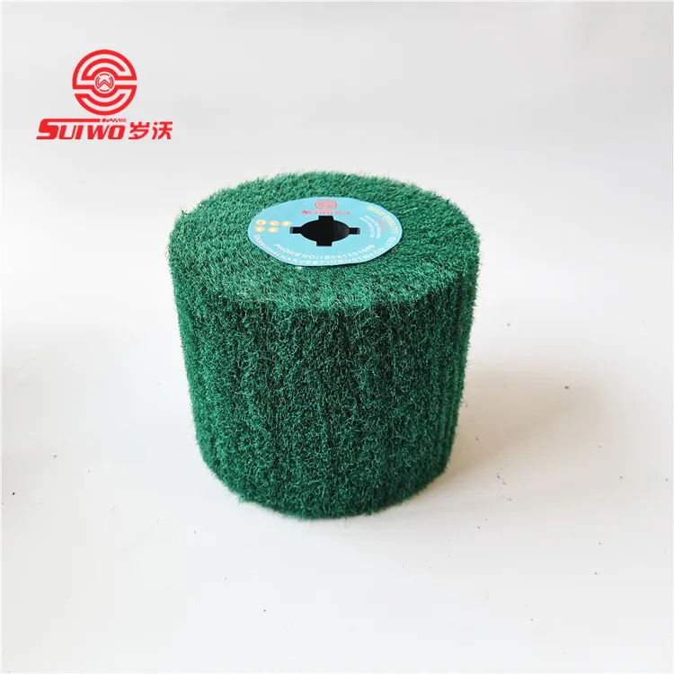 Harvest Green 8698 180#  Non-woven Nylon Flap Brush Polishing Drum Wheel With Keyhole Arbor Abrasive Grinding Tool