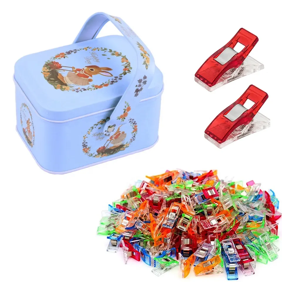 Plastic Paper Binder Clips Steel Spring Chip Quilting Machine Sewing Clips In Box