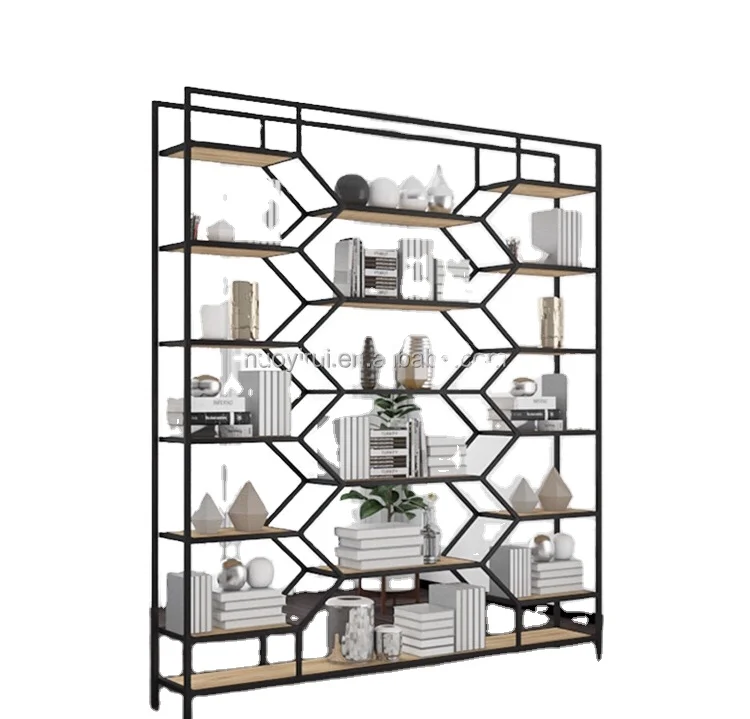 Nordic Tall Bookshelf  Library Bookshelves Home Wooden Modern Rotating Stainless Steel Bookcases