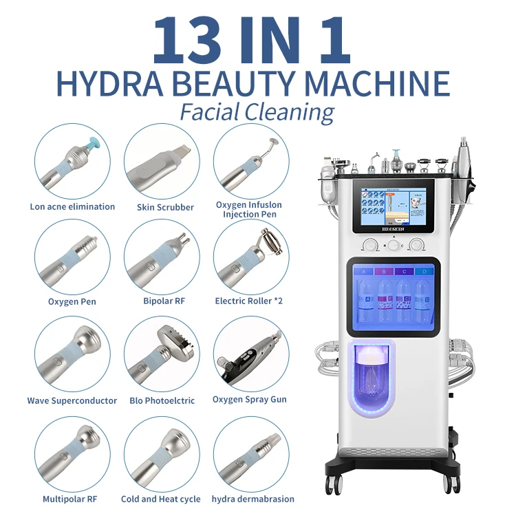 Professional 13 in 1 Microdermabrasion Machine Diamond Skincare Skin Polishing Hydro Dermabrasion Facial Machine