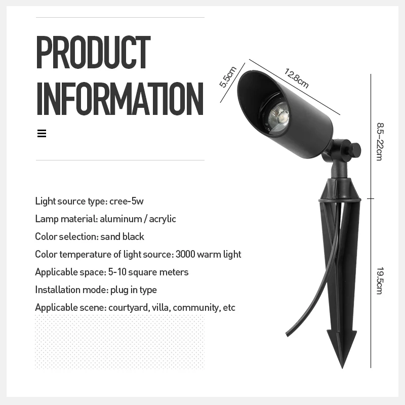 IP65 водонепроницаемая наружная светодиодная садовая литая алюминиевая стойка с шипами для газона