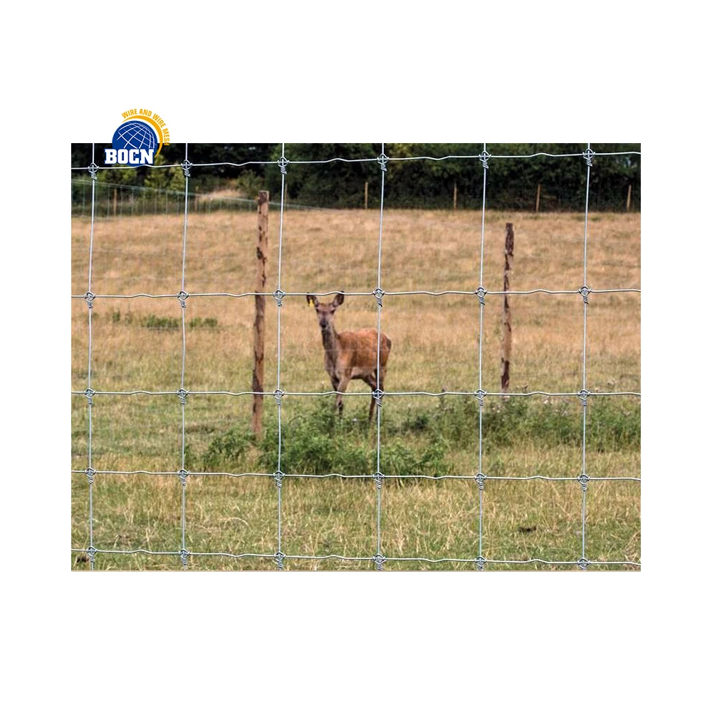 BOCN galvanized 5 6 7 8 ft fixed knot deer cattle fence on farm field fence, metal farm fencing