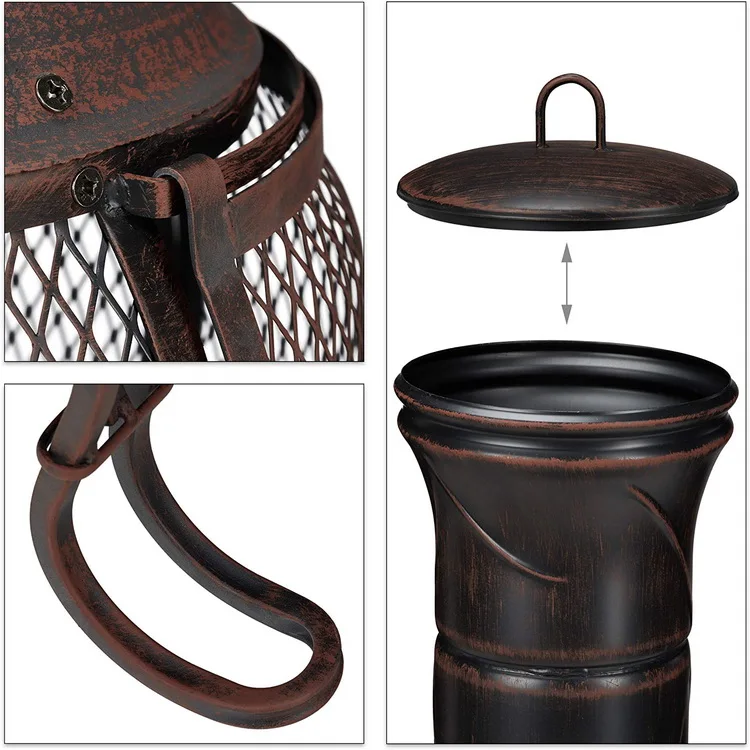 Outdoor Patio Heater Wood Garden Stove With Spark Guard And Poker Black Fire Pit Fireplace