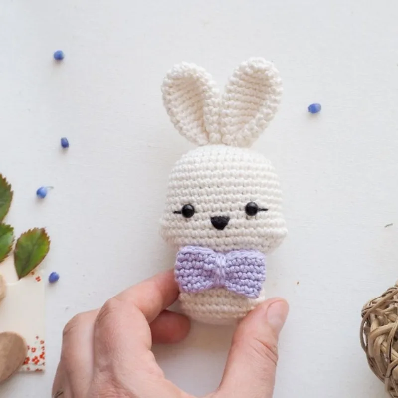 Mini Amigurumi Animals Crochet Tiny Bunny Rabbit Toy White Bunny Crochet