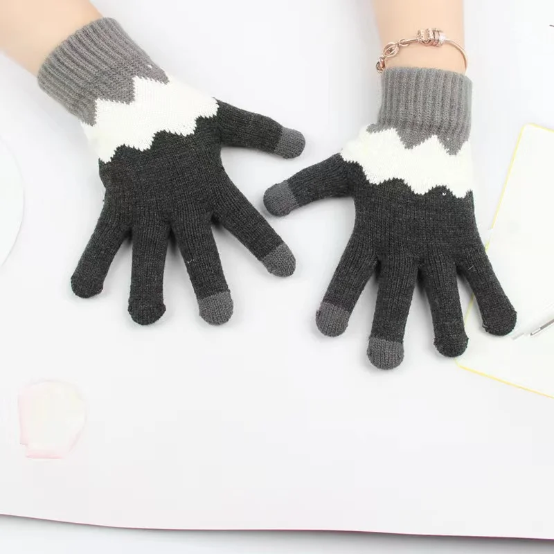 SANSHOU Colorful Touch Screen Jacquard Gloves Knitted Gloves Acrylic Touch Gloves