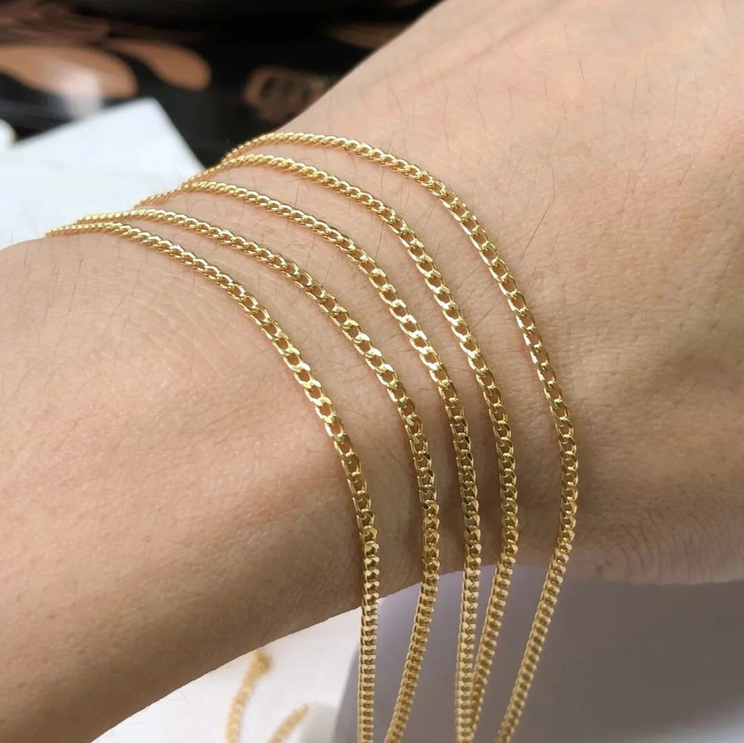 New 2.0mm Cuban Chain 14K Gold Filled for women Jewelry Making Necklaces