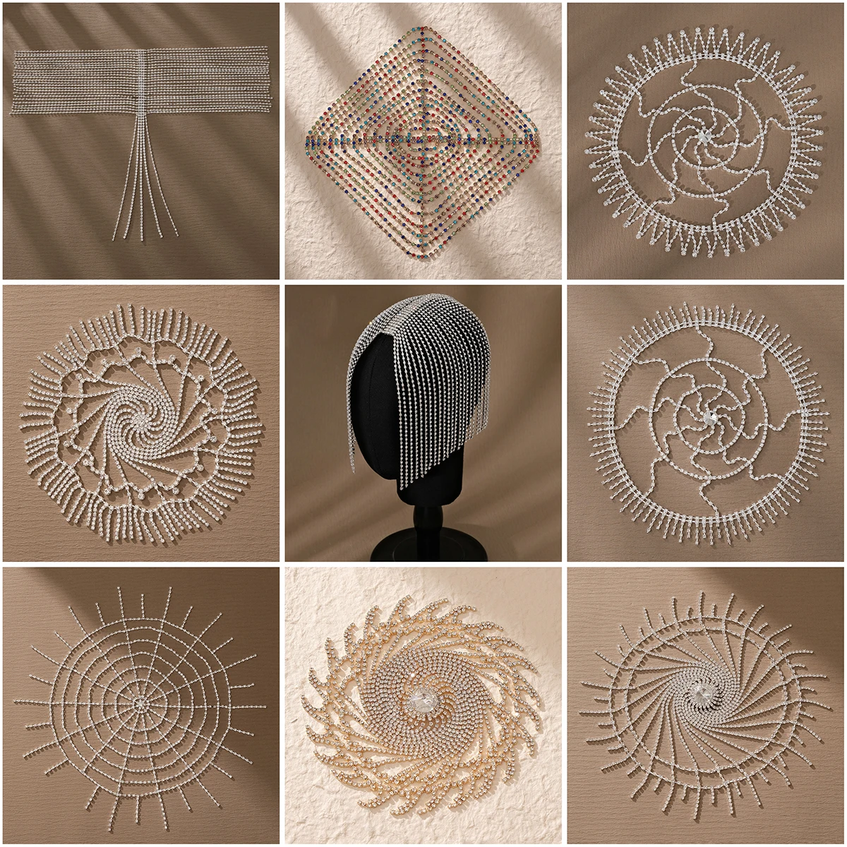 Fashion Multi-layered Rhinestone Forehead Hair Accessories Hair Chains Tassel hair head chain jewelry party for women