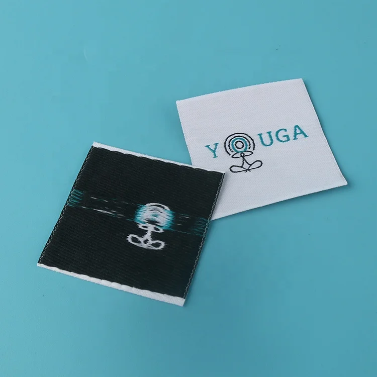 High Quality Custom Cheap Brand Yoga Name T-shirt Hem Tag Clothing Damask Woven Labels for T-shirts