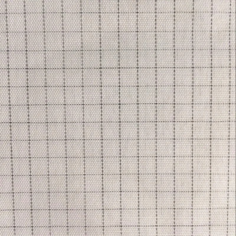 0.5cm check 70 times washing ESD plain polyester cotton japanese carbon fiber conductive fabric for T-shirt