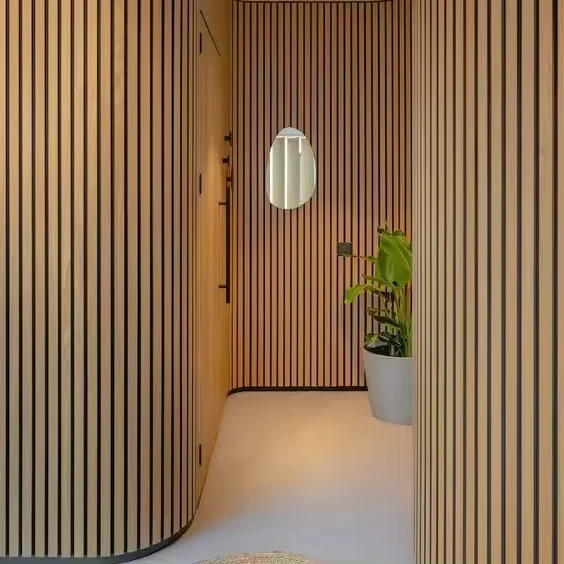 Kasaro CE Natural Oak Wood Flexible Wall Panel Mdf Pet Polyester Acoustic Panels For Studio Office Akupanel Slat Wall Panels