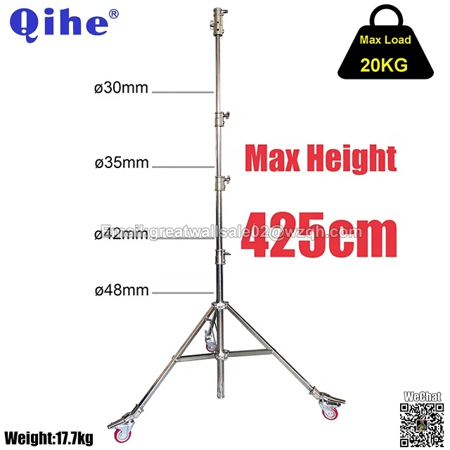 4.2m Stainless Steel Light Stand with Tube Dia.48/42/35/30mm,Use 25x25mm Square Leg