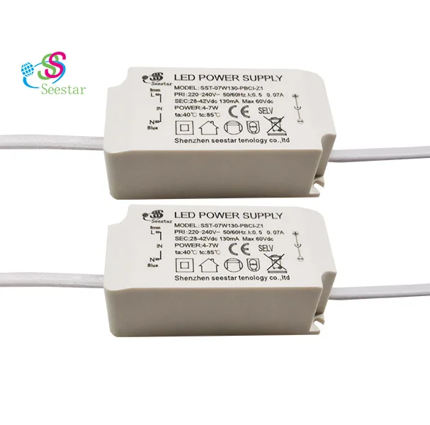 Seestar IP42 Constant current Low power factor isolated AC220-240V DC28-42V 130mA 4W 5W 6W led switch power supply