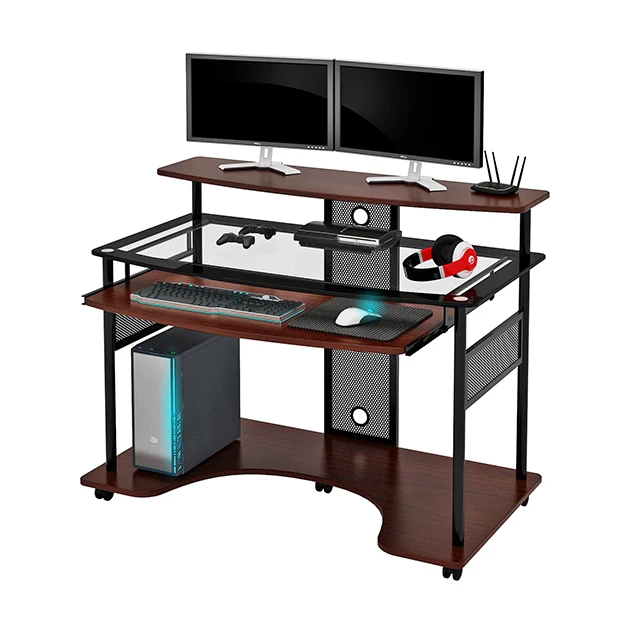 Wooden gaming standing lamp office pc table computer desk